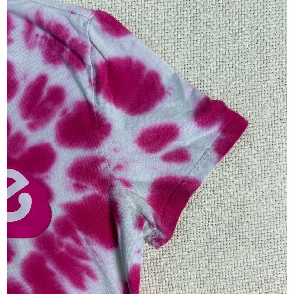 Barbie Women's Pink White Tie Dye Graphic T-Shirt Crop Top Y2K Size - Picture 4 of 7